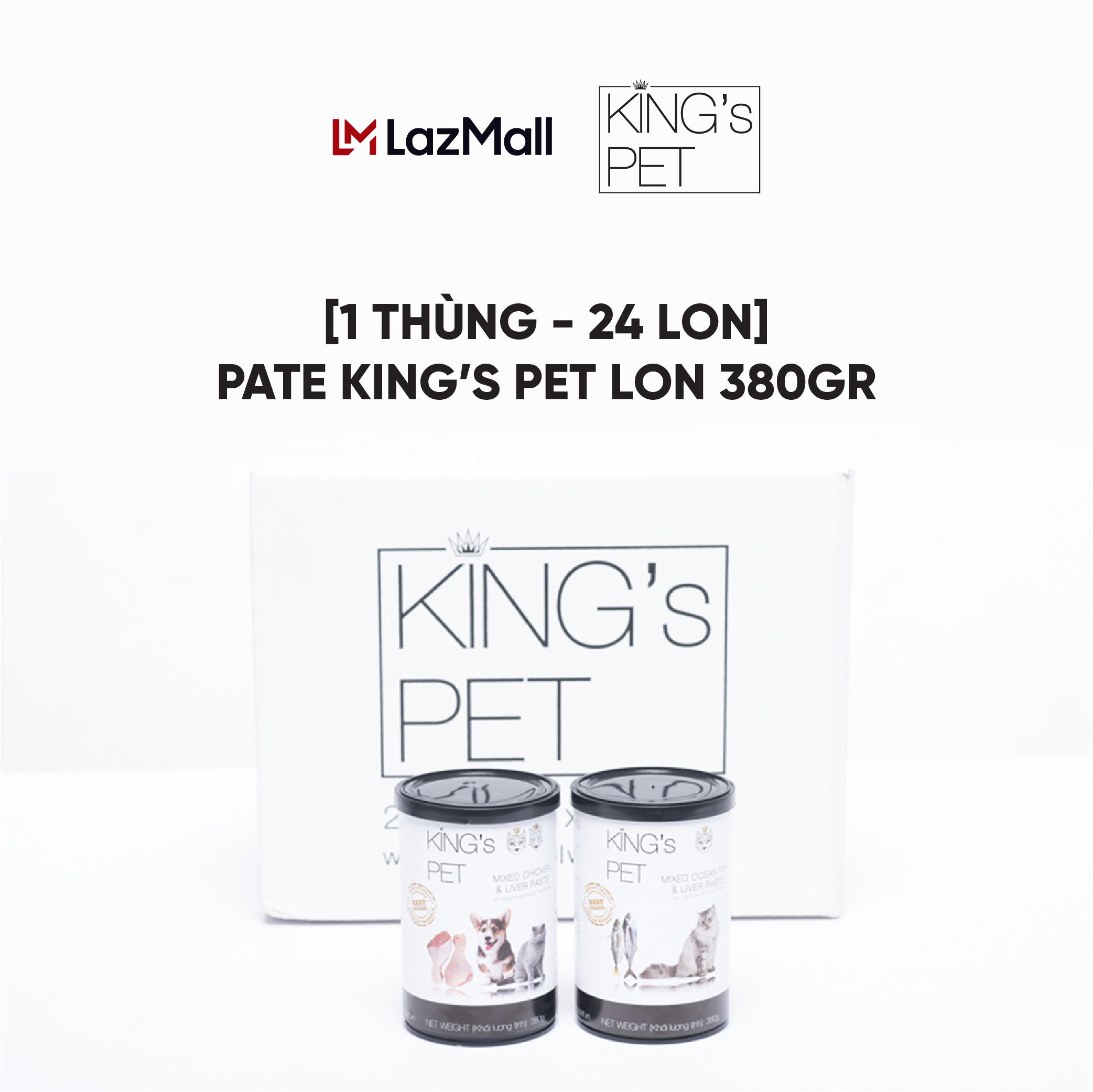 [1 Thùng - 24 Lon] Pate King’s Pet lon 380g Thức Ăn Cho Chó Mèo - ĐƯỢC CHỌN VỊ
