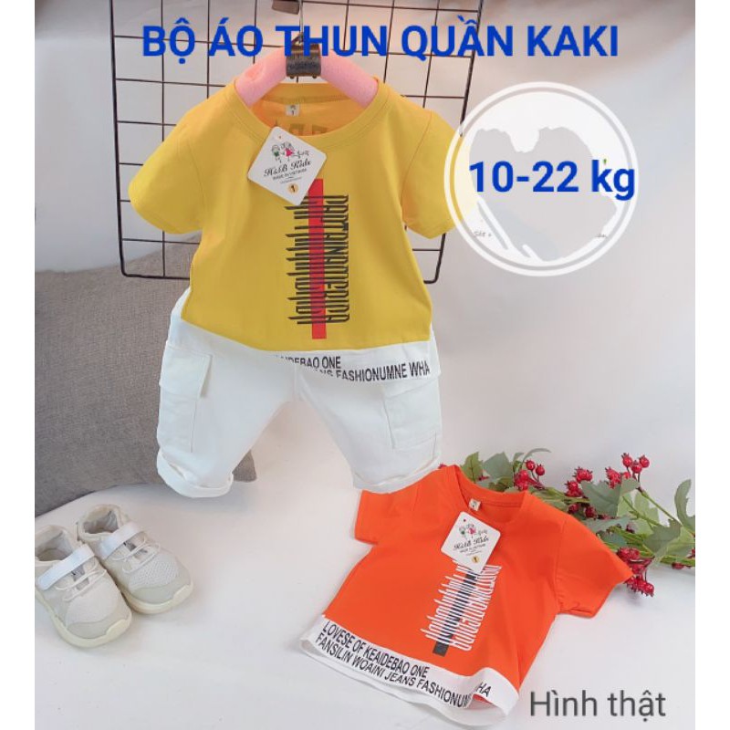 Bộ bé trai áo thun quần kaki haivanco cho bé từ 10 đến 22 kg