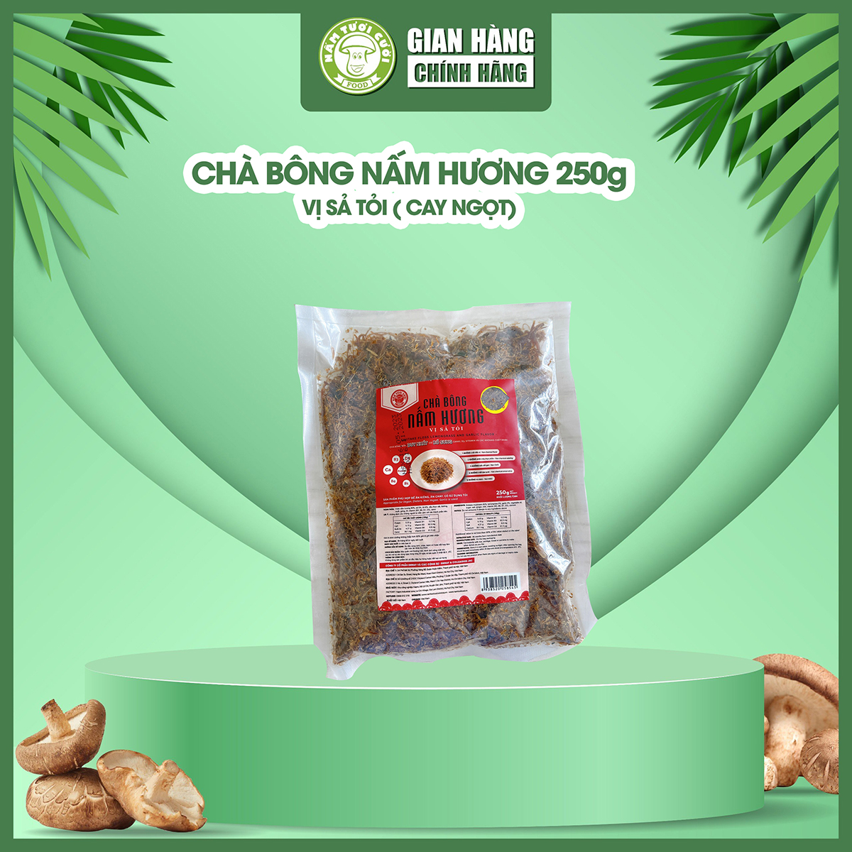 Chà bông nấm hương chay vị cay ngọt túi 250g - nấm tươi cười