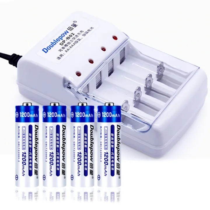 Bộ sạc pin aa/aaa db02, pin aa 1200mah doublepow pin sạc micro không dây
