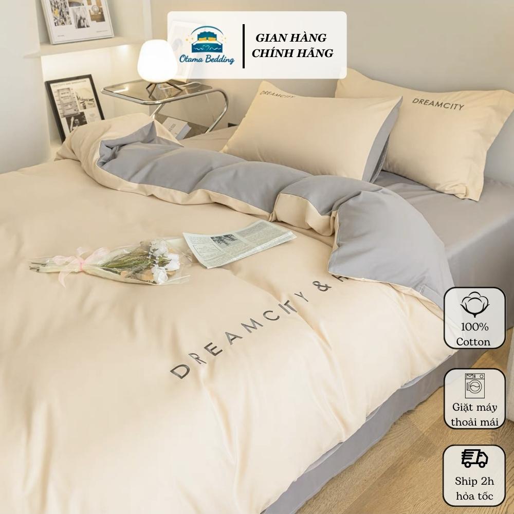 Bộ 4 món chăn ga gối đệm cotton tici Otama Bedding ra nệm miễn phí bo chun hoặc may phủ đủ size màu pastel Hàn Quốc