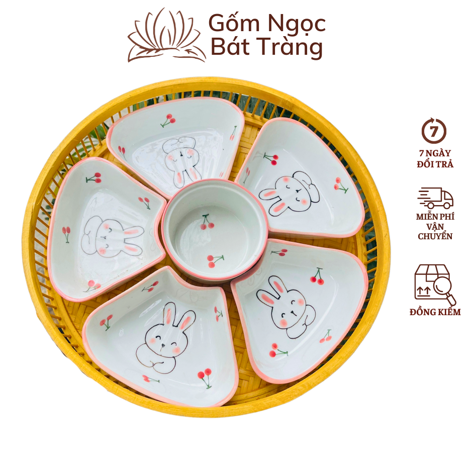 Bát khay mây gốm sứ bát tràng, đồ thờ cúng, mâm cúng thắp hương,khay đựng bánh kẹo khay đồ ăn