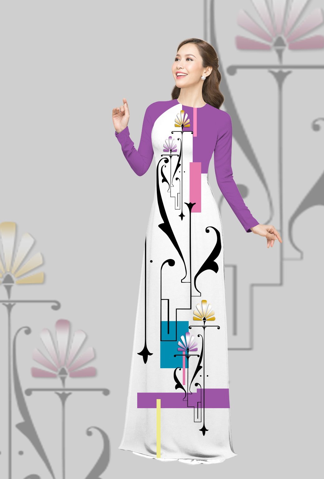 [HCM]ÁO DÀI TRUYỀN THỐNG IN THỔ CẨM CAO CẤP - KHÔNG KÈM QUẦN