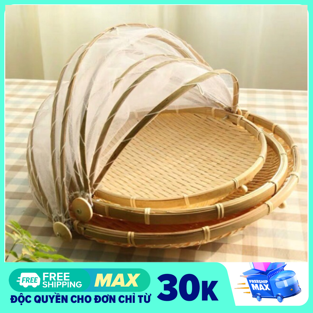 Mẹt tre mẹt lưới mẹt lồng bàn size nhỡ đường kính 35 cm bảo quản thức ăn màng ngăn bụi, ngăn côn trùng, ruồi muỗi dùng cho nhà bếp nhà hàng khách sạn