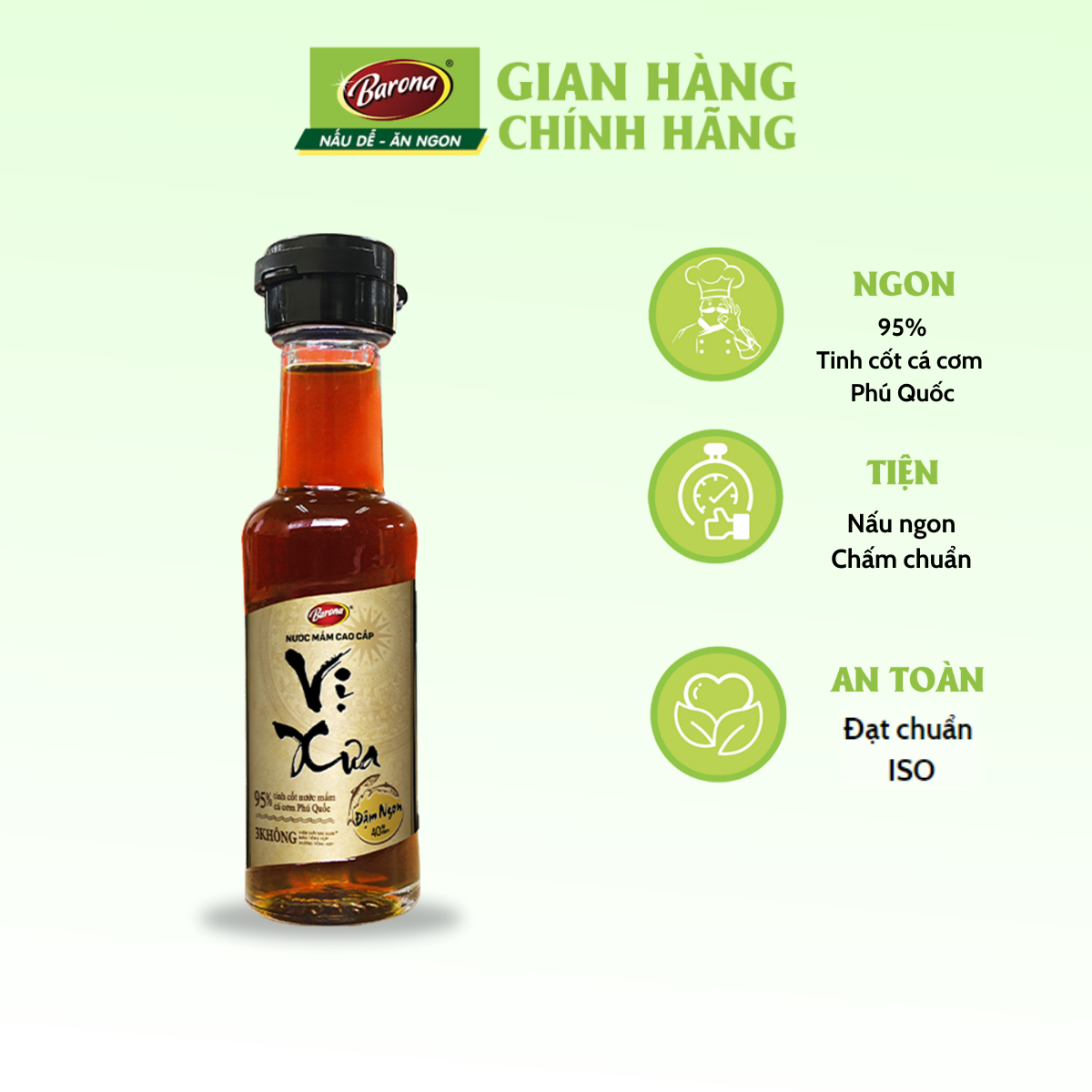 Nước mắm phú quốc cao cấp vị xưa barona 40 độ đạm 50ml