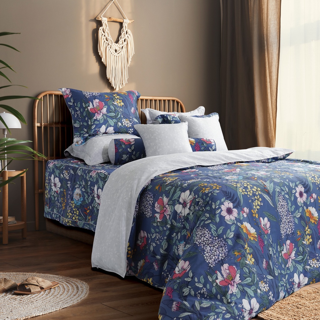 Bộ chăn ga gối everon cotton satin họa tiết hoa epc23043 nhiều kích thước