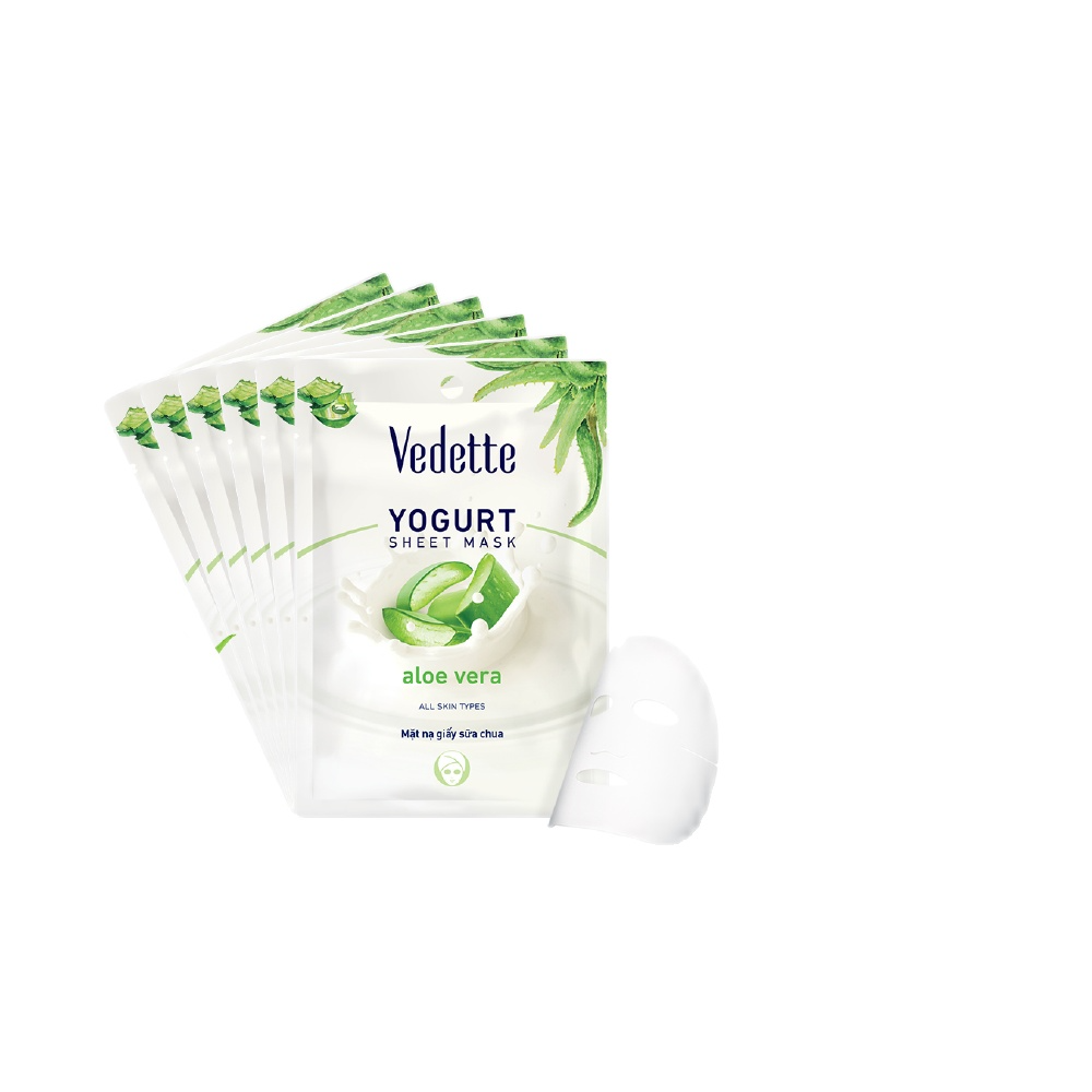 Combo 6 Mặt Nạ Giấy Sữa Chua Nha Đam Dưỡng Ẩm Mịn Màng Vedette 22ml x 6
