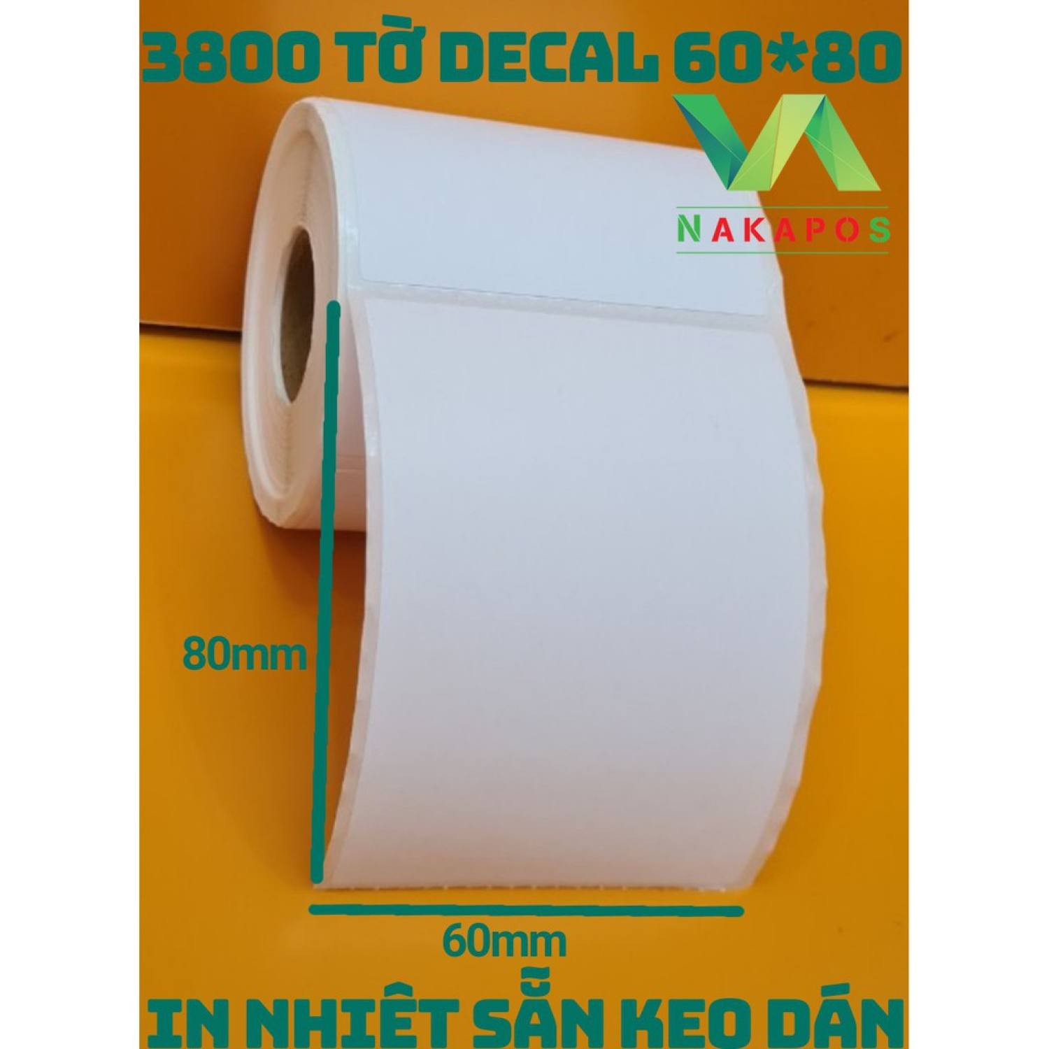 [Mã LIFEB04ALL giảm 10% tối đa 15K đơn 0Đ] Giấy In Tem Phụ 60x80 mm - 6x8 cm (Cuộn 30 Mét) Sẵn keo chắc chắn in nhiệt