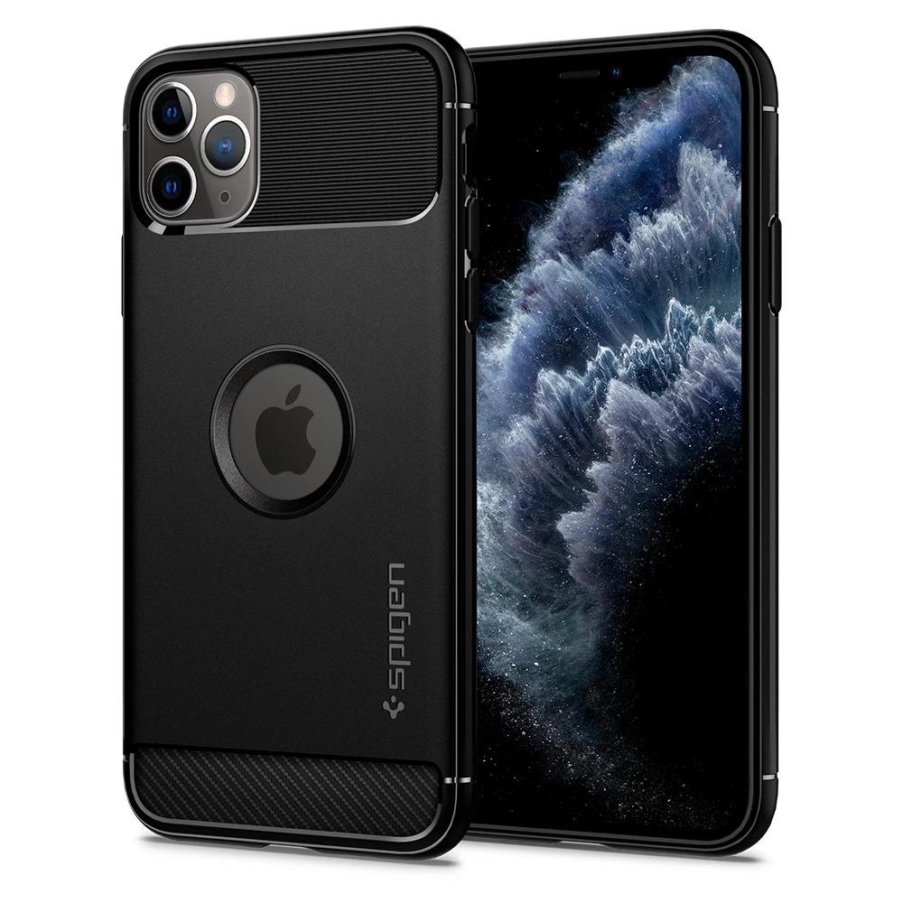 Ốp lưng hàng hiệu Spigen Rugged Armor màu đen cho iPhone 11 Pro Max | iPhone 11 Pro | iPhone 11