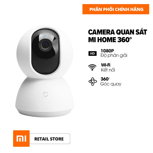 Camera giám sát Xiaomi Mi Home 360 độ 1080P l Hỗ trợ thẻ nhớ Micro SD 64GB l Hỗ trợ kết nối wifi l HÀNG CHÍNH HÃNG