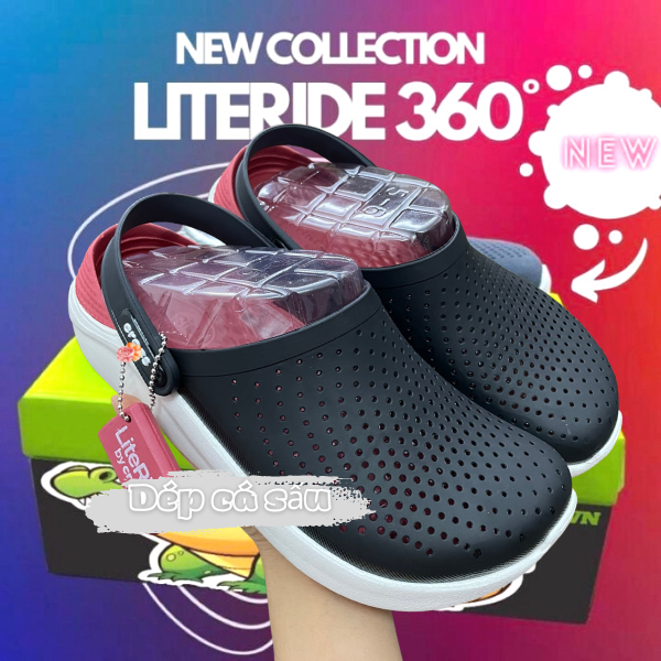 Dép sục crocss nam nữ literide clog đen đỏ- dép cá sấu - dép sục - dép nam - dép nữ - dép quai hậu nữ - dép sandal nữ - mẫu mã đẹp