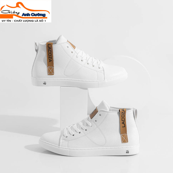 Giày nam thể thao sneaker ANH CƯỜNG trắng đẹp cổ cao cho học sinh đi học đi làm cao cấp Mã GCO -1