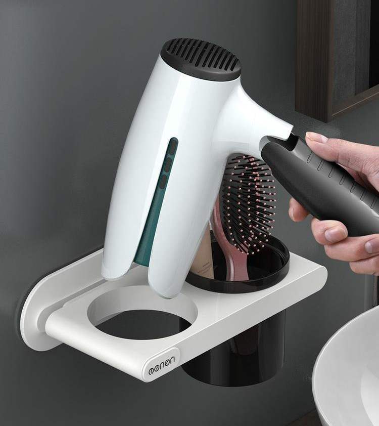 Giá treo máy sấy tóc - Giá treo tường máy sấy tóc dán tường không cần khoan vit - 2 ngăn tiện lợi