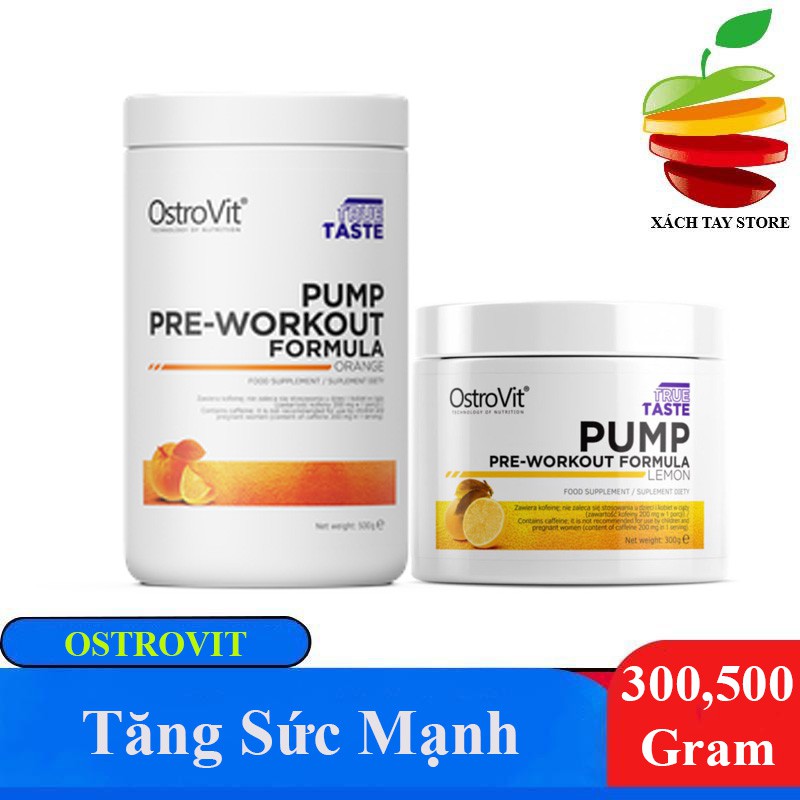 PUMP PRE WORKOUT OSTROVIT 30 - 50 Lần Dùng - Tăng Sức Mạnh & Tập Trung Tỉnh Táo - 30 Servs - Dưa Hấu