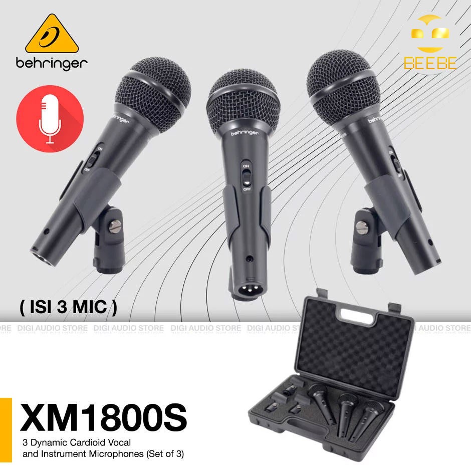 Bộ 3 micro sân khấu, karaoke, biểu diễn behringer xm1800s