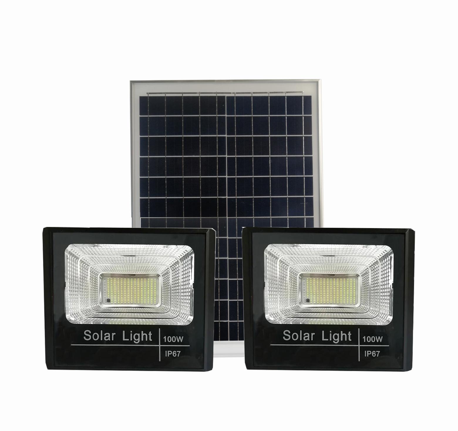 Combo đèn năng lượng mặt trời 100W 1 tấm pin 2 đèn