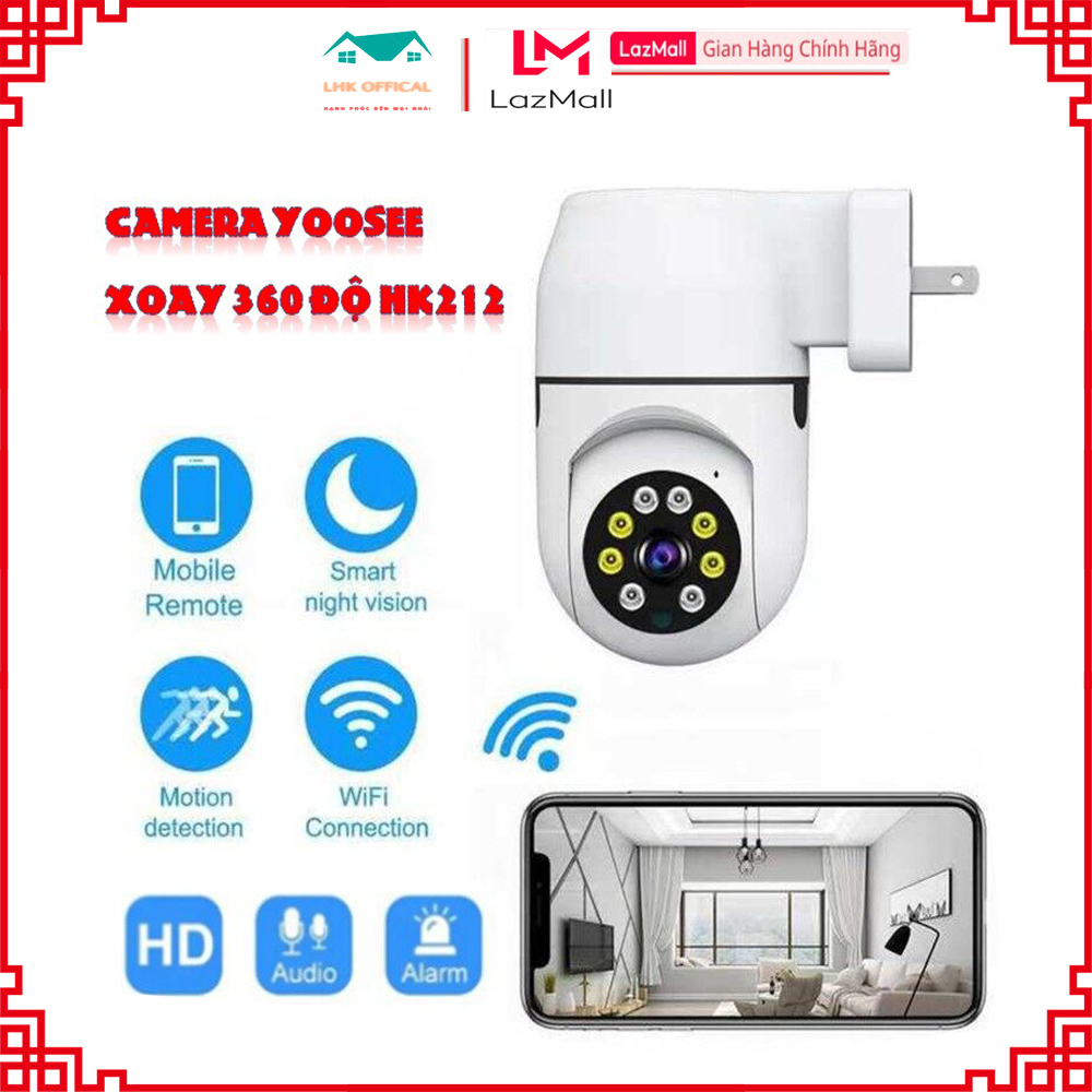 Camera Yoosee 360 Độ 3.0MP HK212 Hình Bóng Đèn Nguồn Liền Thể Có Màu