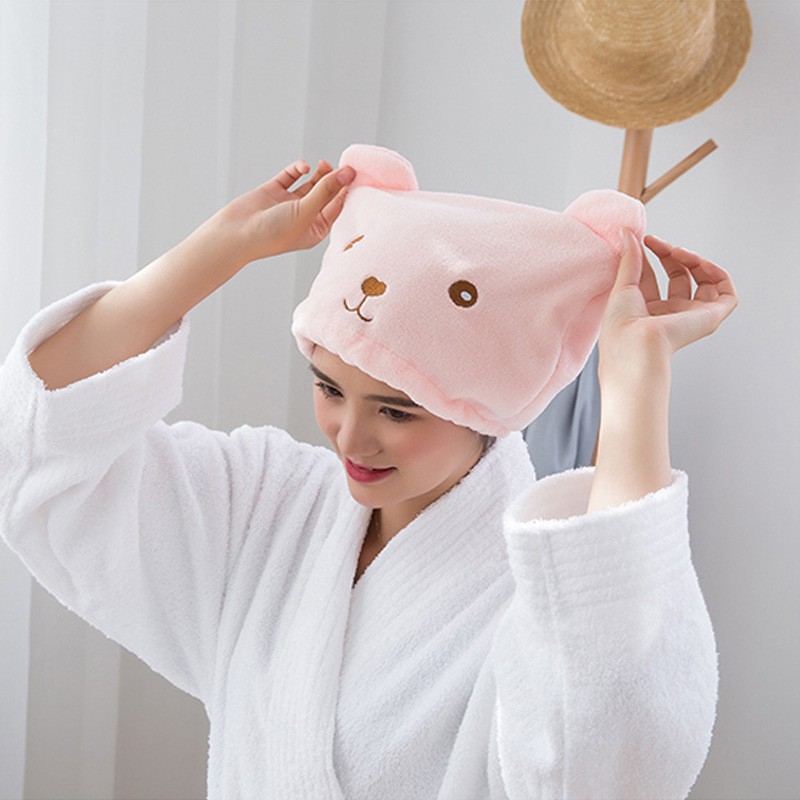 Khăn Trùm Khô Tóc Khăn Quấn Đầu Sợi Nhung San Hô Thấm Nước Lau Khô Siêu Tốc Giá Sỉ