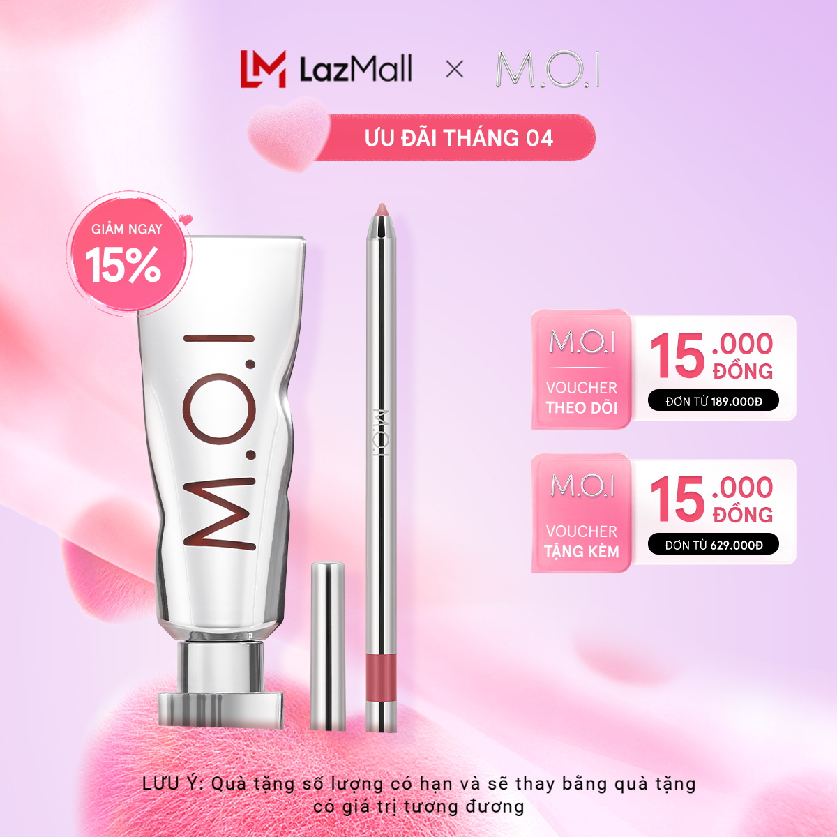 Bộ đôi Son dưỡng có màu M.O.I Jelly Lip Gloss và Chì kẻ viền môi Perfect Shape Lip Liner