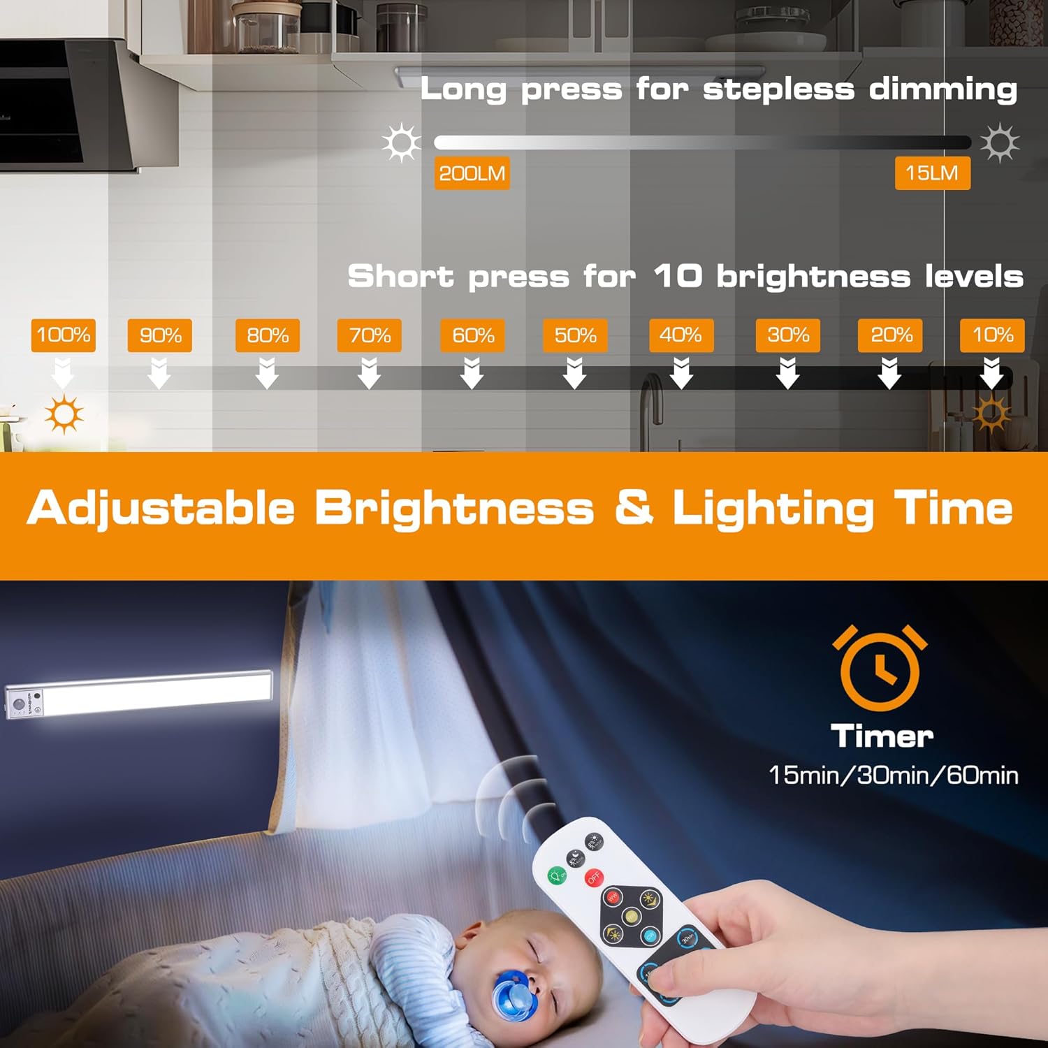 EverBrite 78led dưới ánh sáng nội Các, cảm biến chuyển động ánh sáng với điều khiển từ xa, 3 nhiệt độ màu & từ Dimmable đèn tủ quần áo, dưới đèn truy cập c