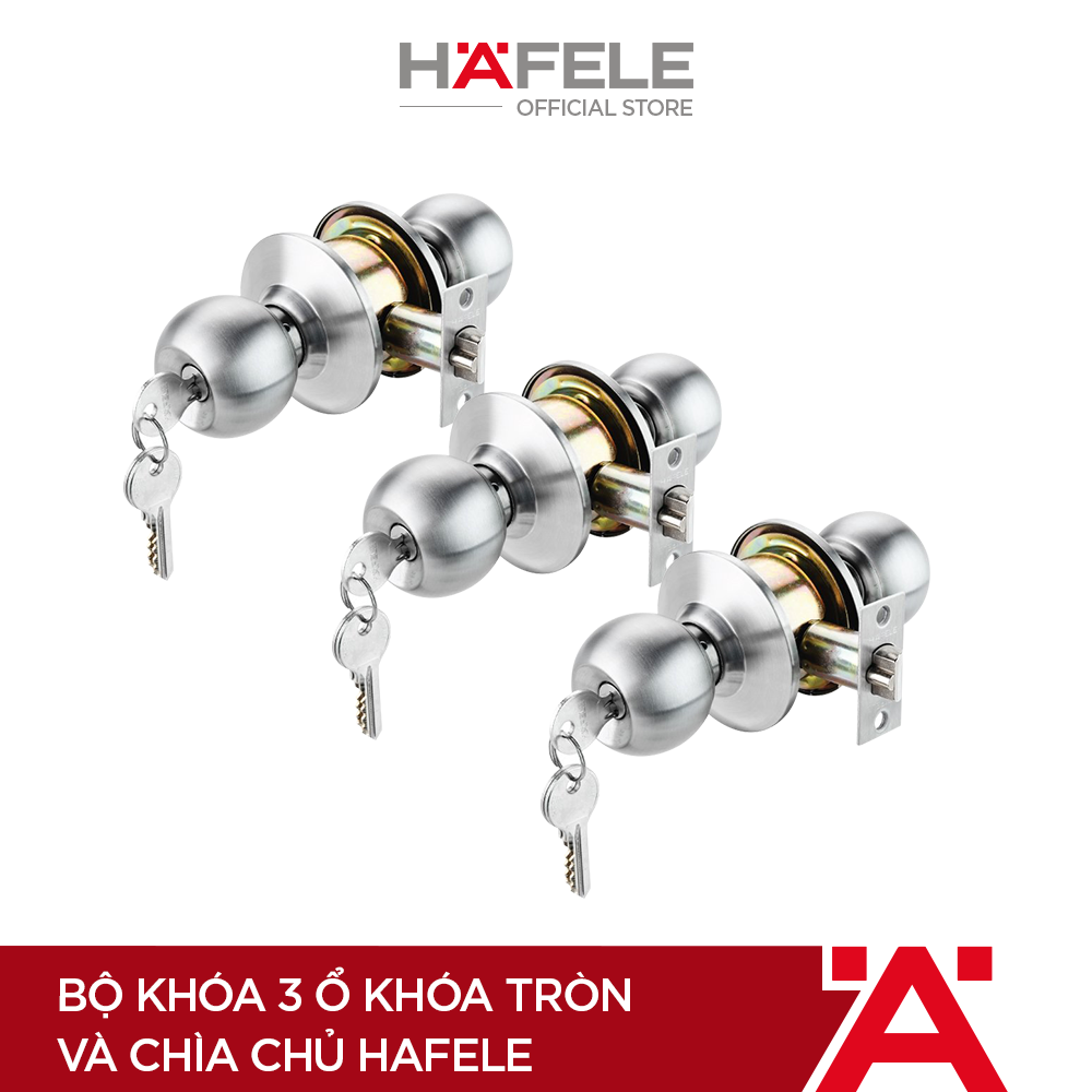 Bộ khóa 3 ổ khóa tròn và chìa chủ hafele - 489.93.252