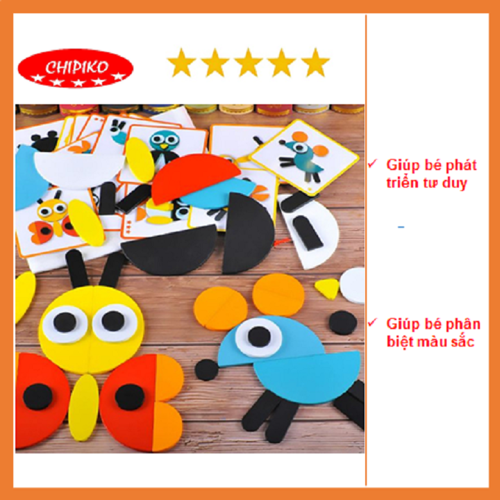 Ghép hình tư duy theo thẻ Montessori
