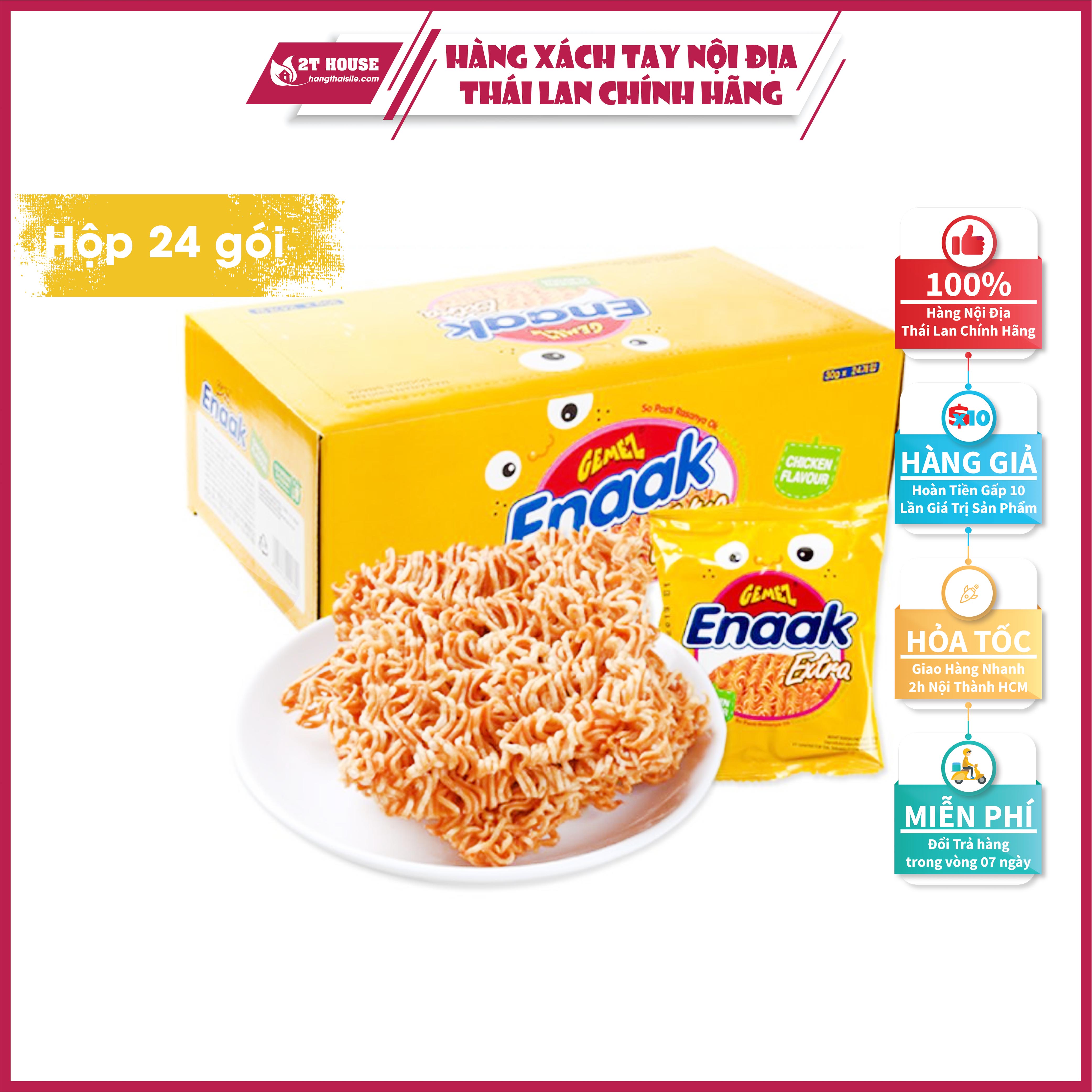 Mì tôm ăn sống/mì snack trẻ em vị gà Gemez Enaak Indonesia hộp 24 gói 720g 2T House Shop Hàng Thái Lan Nội Địa Chính Hãng