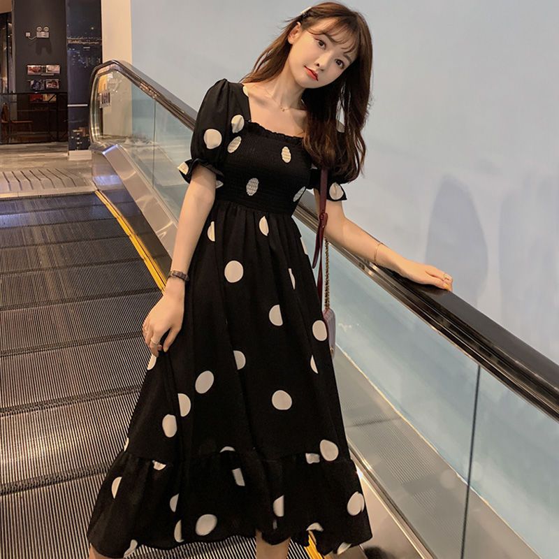 Đầm voan chấm bi phối nơ D16