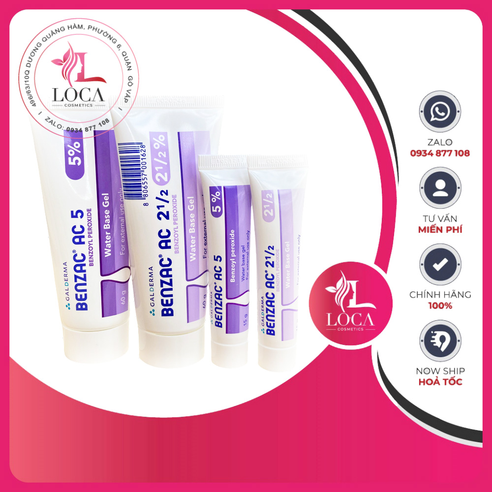Benzac AC Benzoyl Peroxide (BPO) Thái - Gel hỗ trợ giảm Mụn [Auth-date mới]