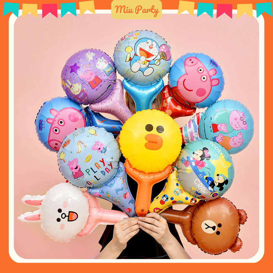 Bóng Cầm Tay Cho Bé Hình Peppa Pig, Line Friends, Doreamon