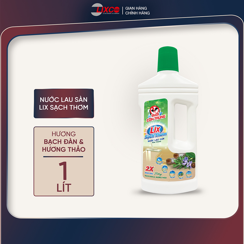 Nước lau sàn Lix sach thơm hương bạch đàn và hương thảo can 1L 18101