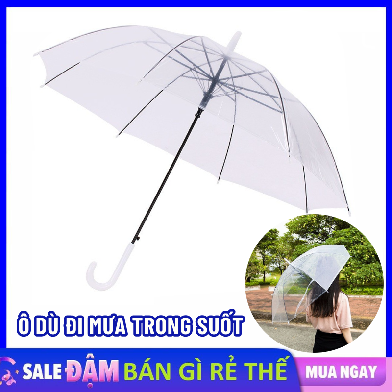 Ô Dù Gấp Gọn Che Mưa , Che Nắng Trong Suốt Chống Thấm Nước Loại Dày 8 Nan - Dù Trong Suốt Cầm Tay Ca