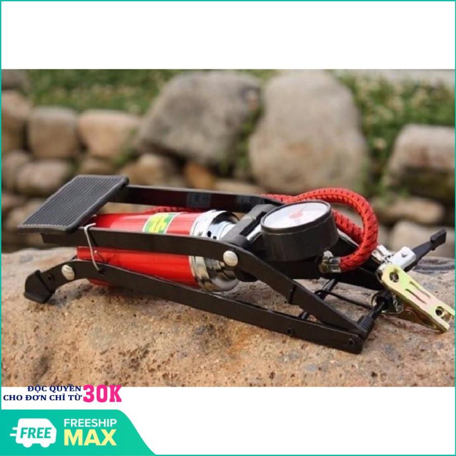 Bơm đạp chân mini dùng cho xe đạp, xe máy, ô tô JC 702A, Bơm khỏe, tiết kiệm thời gian, Bơm đã năng