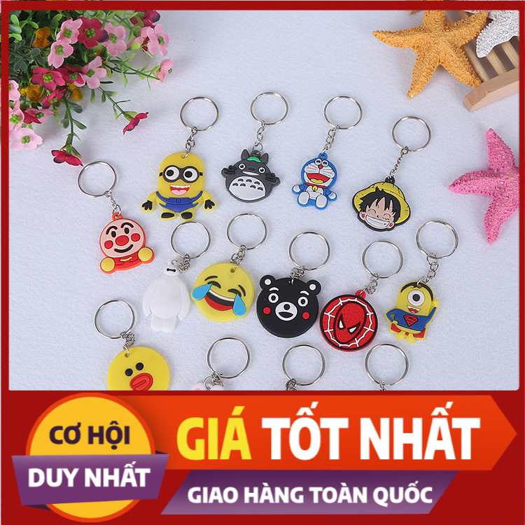 Móc khóa hoạt hình silicon dẻo - set 10 móc khoá dẻo dễ thương cute