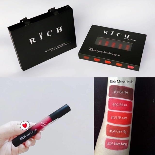SET SON KEM 5 THỎI RICH MATTELIQUID SỊN SÒ