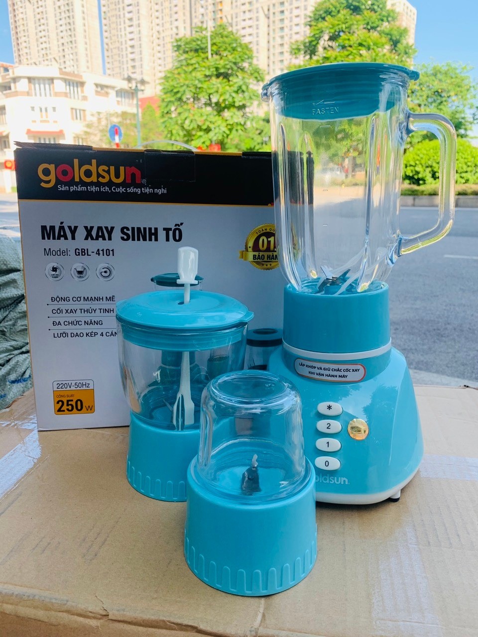 Máy xay sinh tố goldsun gbl4101 3 cối thủy tinh ,máy xay sinh tố goldsun-1.2l - hàng chính hãng