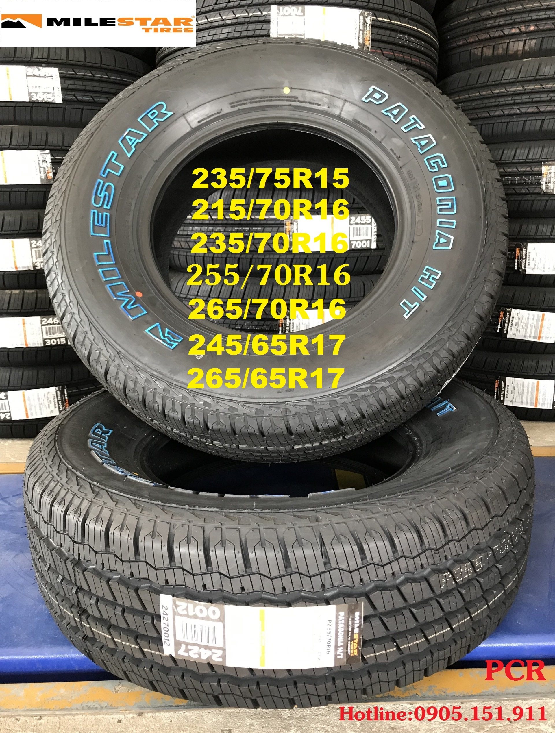 Lốp MILESTAR  255/70R16 H/T Gai PATAGONIA: Thương hiệu USA. Lốp CHẤT LƯỢNG CAO chuyên dùng cho xe bán tải Navara, Hilux, Ranger, BT50, Triton...