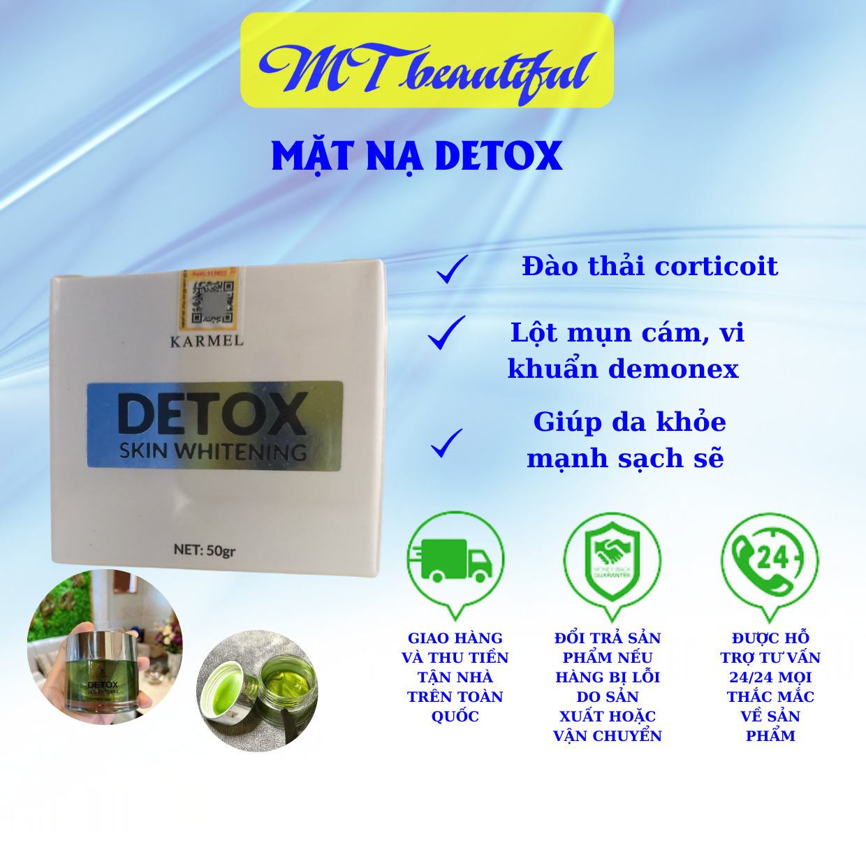 Mỹ phẩm karmel mặt nạ detox đào thải corticoit
