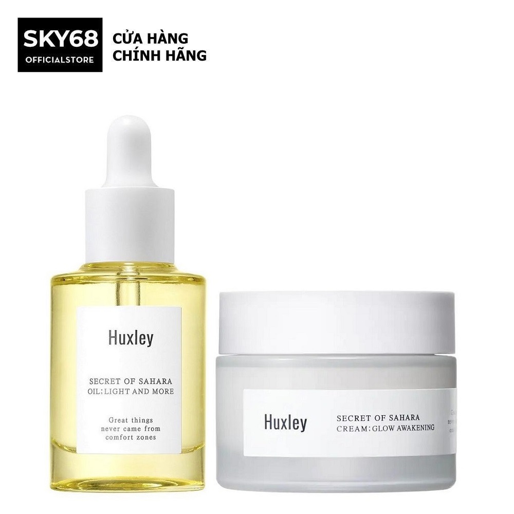 Combo Dưỡng Trắng Da, Cấp Ẩm Chiết Xuất Xương Rồng Huxley (SR Light And More 30ml + Kem Glow Awakening 50ml)