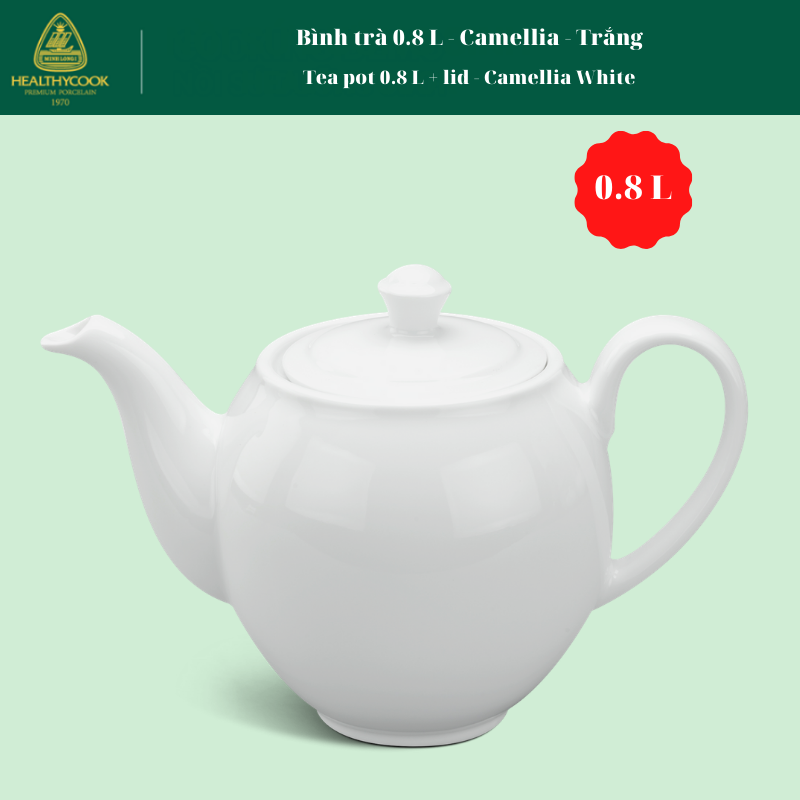[HCM]Bình trà 0.8 L - Camellia - Trắng