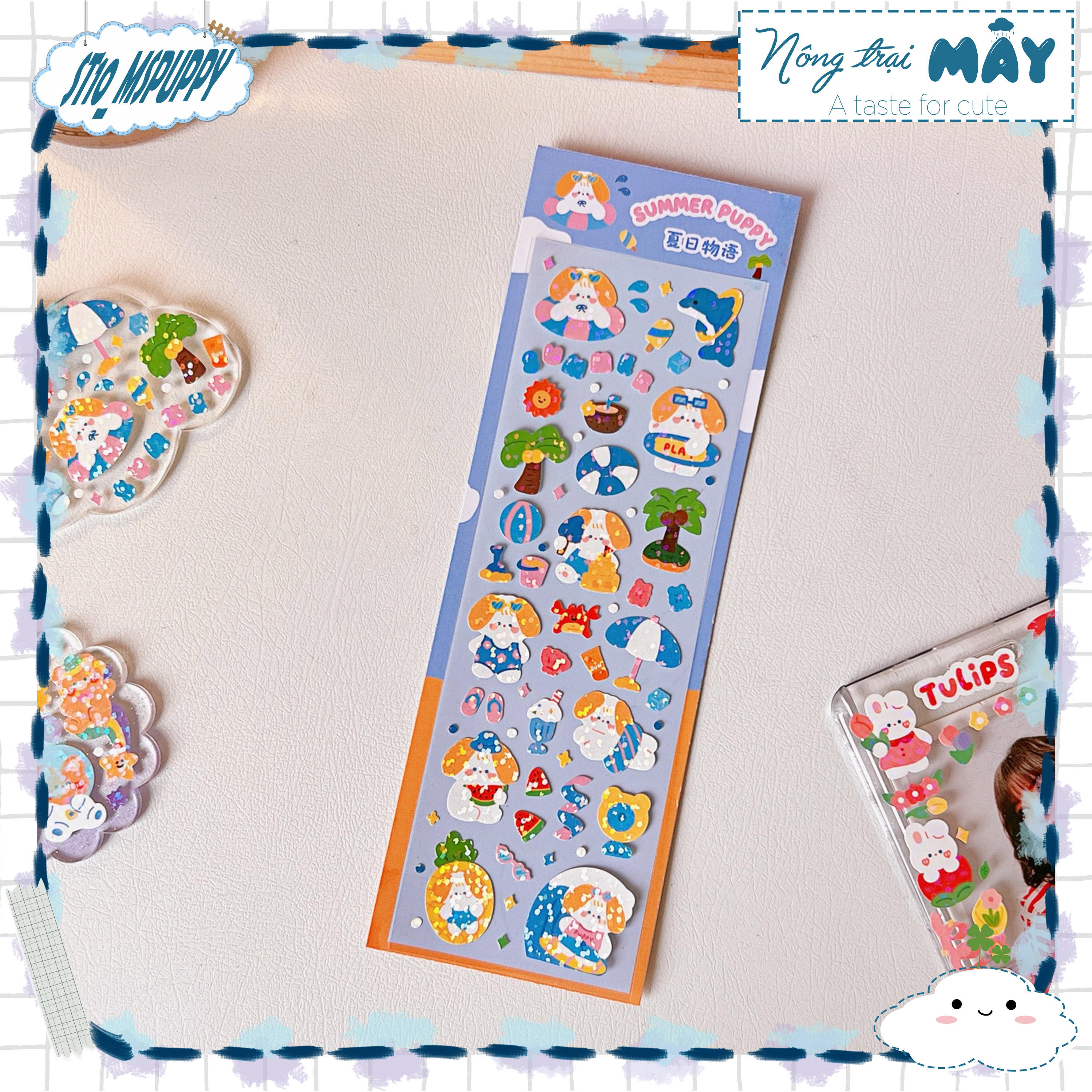 CÓ SẴN]Nhãn dán laser sticker tulips bling kim tuyến lấp lánh lung linh ...