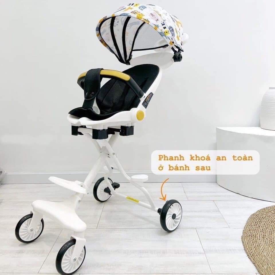 Xe đẩy cho bé. xe đẩy m8 đen trắng trẻ em 2 chiều gấp gọn tặng kèm đệm
