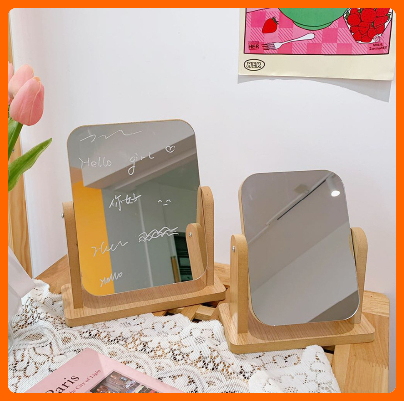 Gương để bàn decor sang trọng - khung gỗ chữ nhật đẹp - gương trang điểm giá rẻ