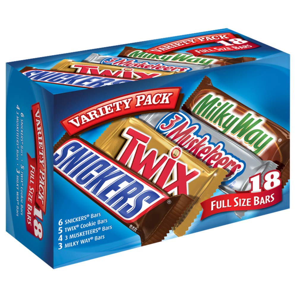 Socola 18 thanh SNICKERS, TWIX, 3 MUSKETEERS & MILKY WAY (Full Size) Chocolate bill Mỹ