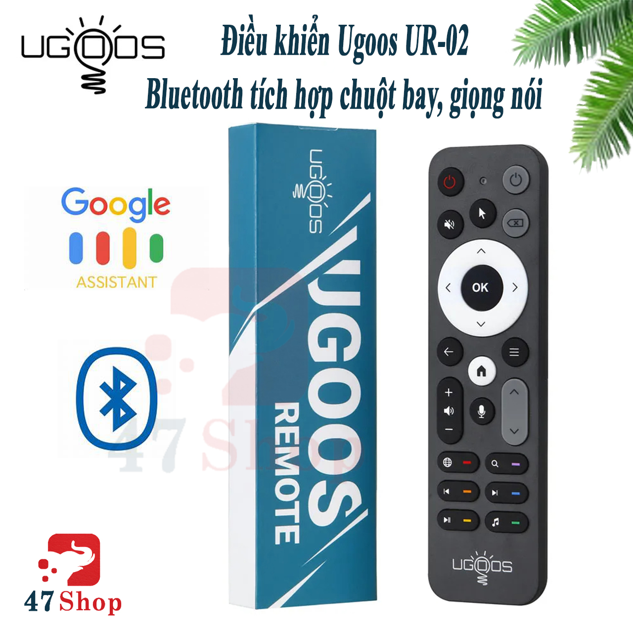 Điều khiển Ugoos UR-02 Bluetooth có chuột bay, giọng nói, tương thích với mibox 4k, mibox s, android tv