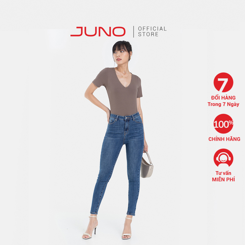 Quần jean dài nữ thời trang juno skinny basic trơn jnqda004