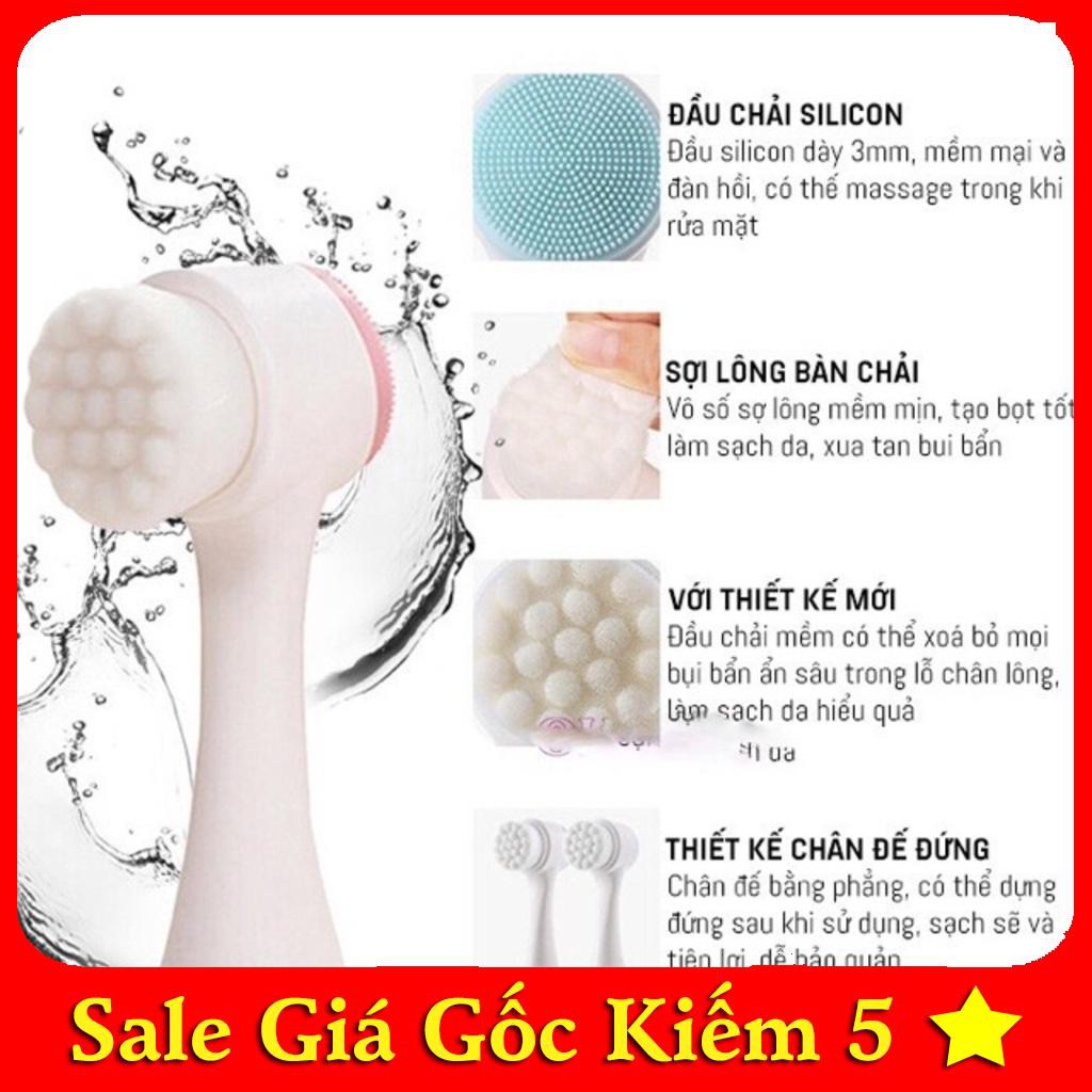[Freeship] Cọ Rửa Mặt và massage Korea (2in1) với thiết kế 2 đầu: 1 đầu silicone, 1 đầu cọ lông siêu mịn.
