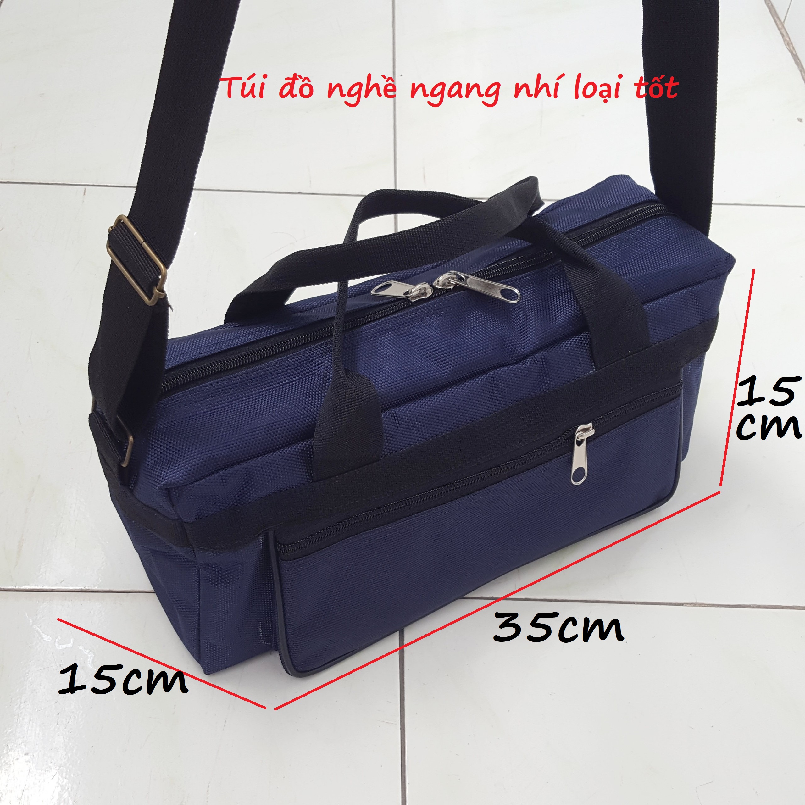 Túi đựng đồ nghề dụng cụ ngang nhí xanh đen loại tốt , dày