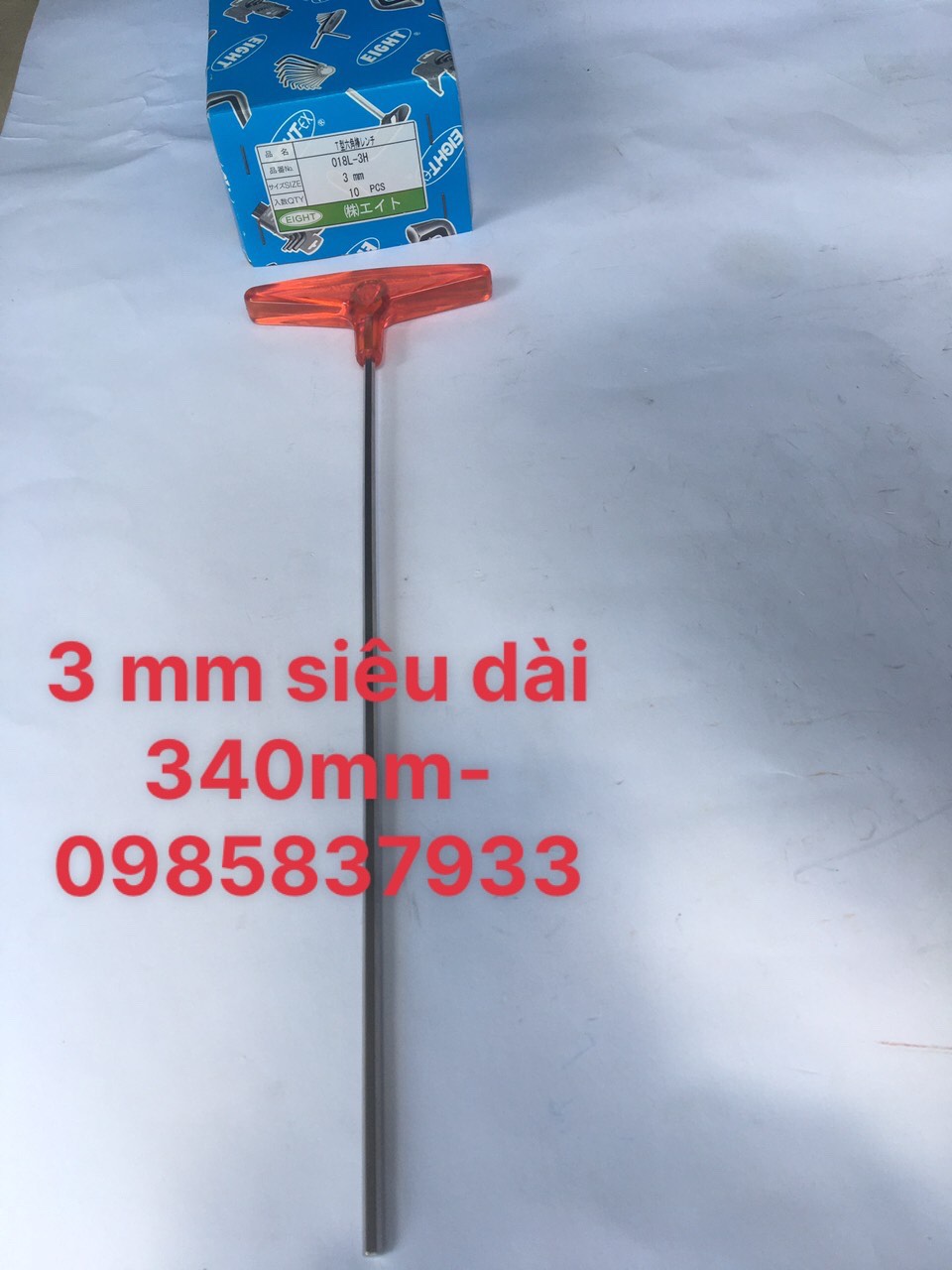 Tay vặn lục giác chữ t siêu dài 3 mm 340 mm 018l-3h eight nhật dùng cho ốc chìm sâu tại máy ntt