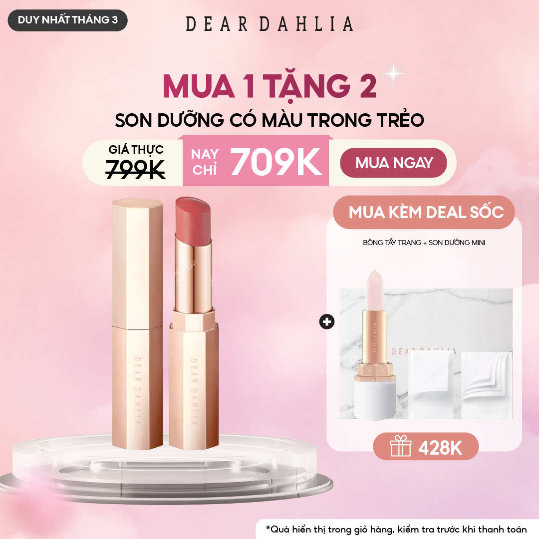 [Sale]Son Dưỡng Môi Thuần Chay Dear Dahlia Có Màu Blooming Edition Lip Paradise Color Balm 4.5g